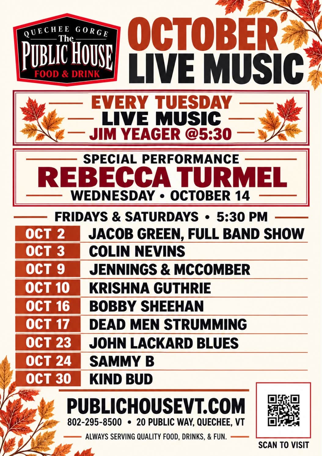 Bobby Sheehan at The Public House in Quechee!